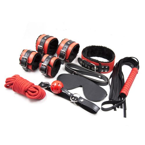 Red and black bondage set