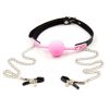 Ball gag and nipple clamps - Pink