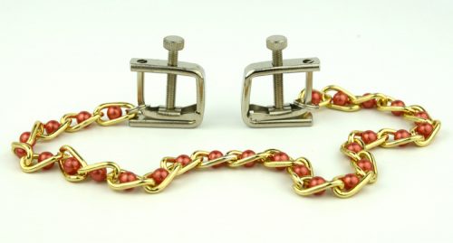 Metal Nipple Clamps with Pearl Chainlink