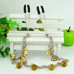 Metal Nipple Clamps with Bell Charms and joining Chain