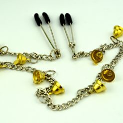 Metal Nipple Clamps with Bell Charms and joining Chain