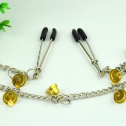 Metal Nipple Clamps with Bell Charms and joining Chain