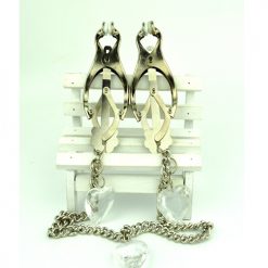 Metal Nipple Clamps with joining Chain and Heart Charms