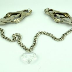 Metal Nipple Clamps with joining Chain and Heart Charms