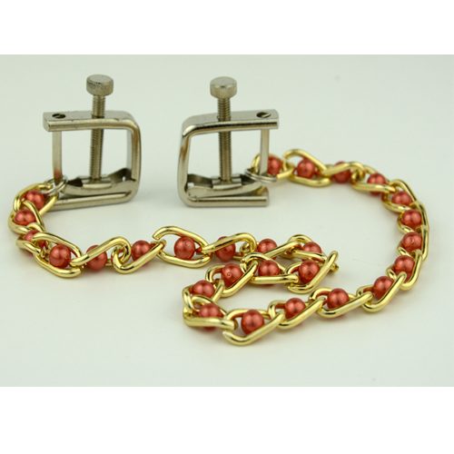 Metal Nipple Clamps with Pearl Chainlink