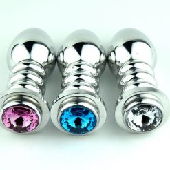 Ribbed Metal Butt Plug available in various colours