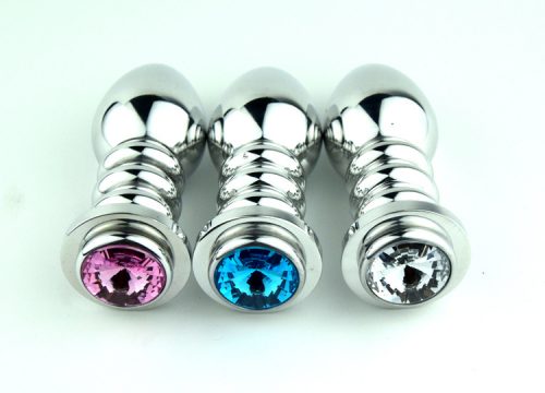 Ribbed Metal Butt Plug available in various colours