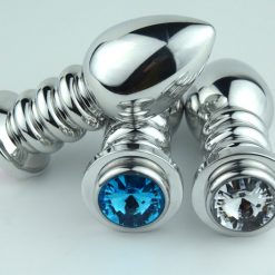 Ribbed Metal Butt Plug available in various colours