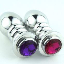 Ribbed Metal Butt Plug available in various colours