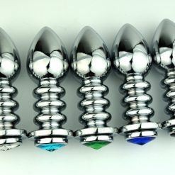 Ribbed Metal Butt Plug available in various colours