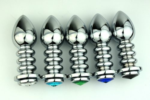Ribbed Metal Butt Plug available in various colours