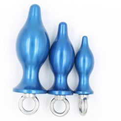 Metal Butt Plug with Ring Pull available in various colours