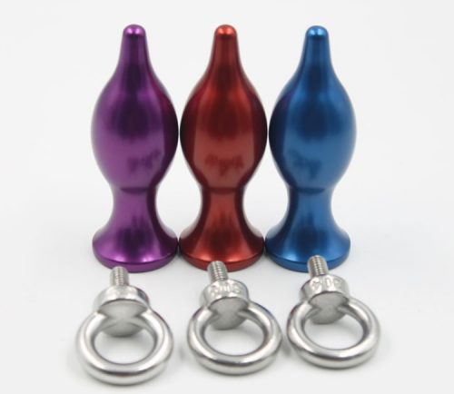 Metal Butt Plug with Ring Pull available in various colours