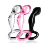 Glass Butt Plug with Hook, available in Pink, Clear and Black