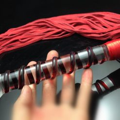 Glass Anal Dildo with Leather Whip