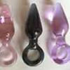 Glass Butt Plug available in Pink, Clear and Purple