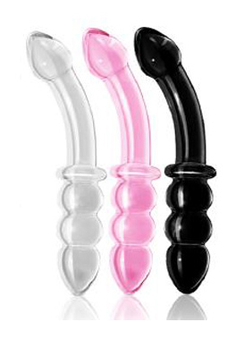 Glass Double Ender available in Pink, Clear and Black