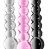 Glass Anal Beads available in Pink, Clear and Black
