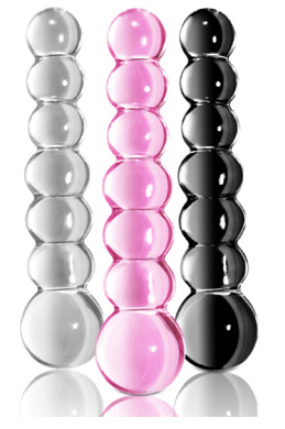 Glass Anal Beads available in Pink, Clear and Black