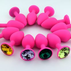 Silicone butt plug with jewel end - SMALL