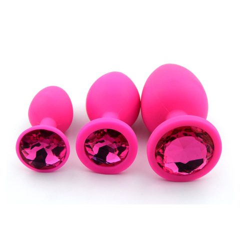 Silicone butt plug with jewel end - SMALL