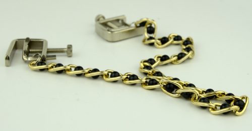 Metal Nipple Clamps joining gold with black beads