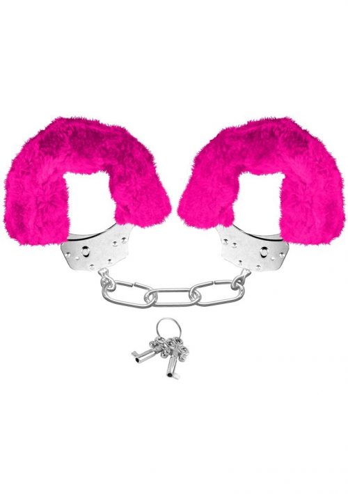 Pipedream Neon  Touch Furry Cuffs, Pink