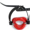 Silicone Lip Open Mouth Gag with Lock - Red