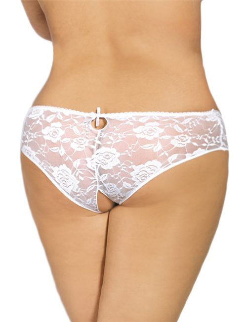 Floral Lace Strappy Open Crotch Pink Panty