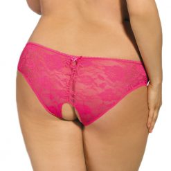 Floral Lace Strappy Open Crotch Pink Panty