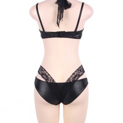 High Neck Black Leather Lace Set - Available in S-M, L, 2XL and 4XL