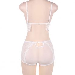 White Lace 2 Piece Bralette Lingerie Set - M, XL, 3XL