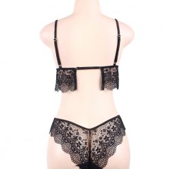 Black Lace Temptation 2pcs Bralette Lingerie Set - Available in S-M, L-XL, 2XL-3XL and 4XL-5XL. 