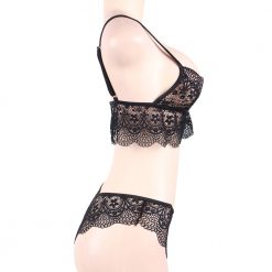Black Lace Temptation 2pcs Bralette Lingerie Set - Available in S-M, L-XL, 2XL-3XL and 4XL-5XL. 