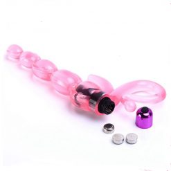 Alternative view of Vibrating Jelly Anal Beads With Ring Pull