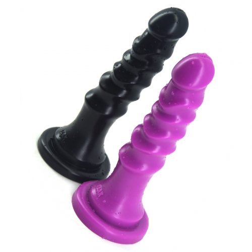 Ribbed Suction Cap Dong Butt Plug 9.5 Inches