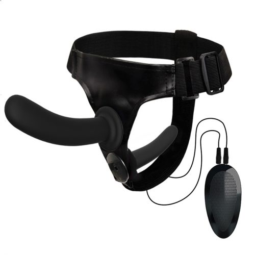 Universal Curved Vibrating Strapon With Double Silicone Dong Attachment