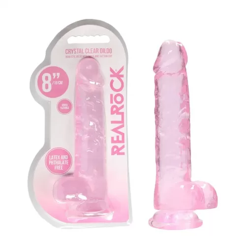 8 Inch RealRock Jelly Suction Cap Dongs In Various Colours
