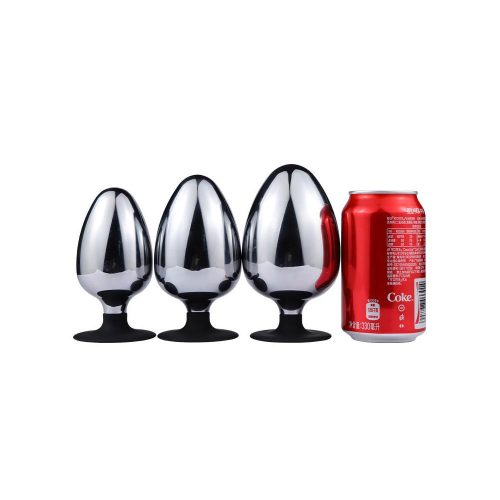Stainless Steel Butt Plugs With Suction Caps In Various Sizes