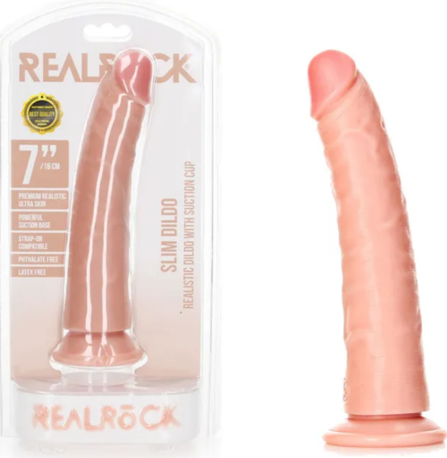 REALROCK Realistic Slim Dildo with Suction Cup 18cm In Various Colours