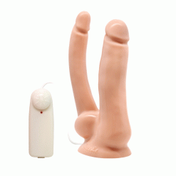 Vibrating Double Penetrator Dong With Suction Cap 7.9 Inches