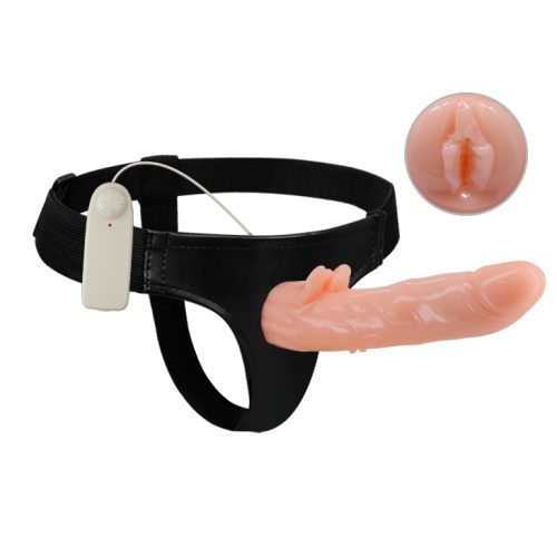 8.2 Inch Hollow Vibrating Strapon With Vagina