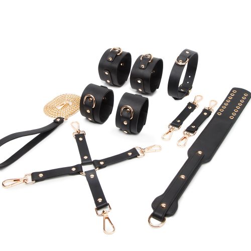 Gorgeous Gold Studded Leather Bondage Kit