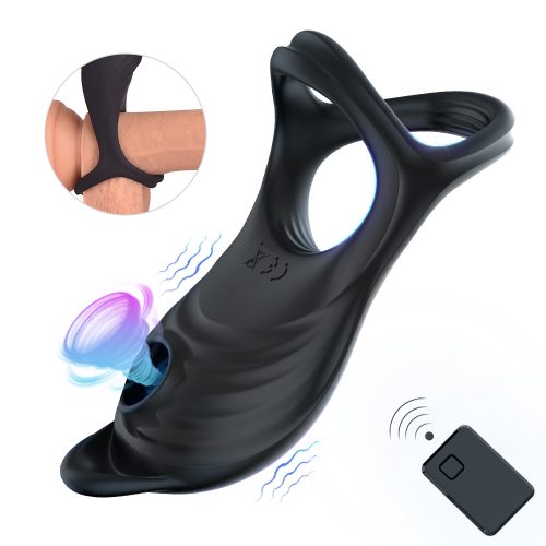 Rechargeable Vibrating Puffing Cock And Ball Ring With Remote