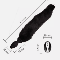 Alternative view of Vibrating Silicone Butt Plug With Black Coloured Fox Tail And Remote
