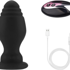 Vibrating Silicone Butt Plug With Purple Coloured Fox Tail And Remote - Image 5