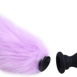 Vibrating Silicone Butt Plug With Purple Coloured Fox Tail And Remote - Image 3