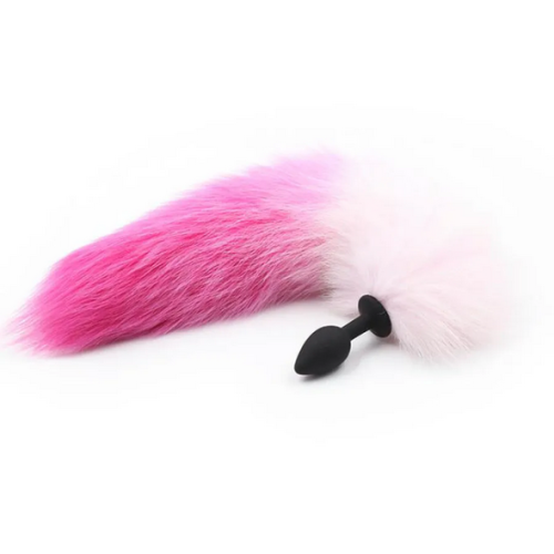 Vibrating Silicone Butt Plug With Pink Coloured Fox Tail And Remote