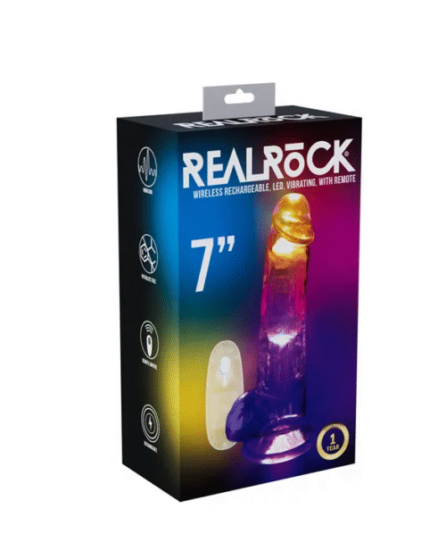 REALROCK 7'' with Balls Wireless Rechargeable LED Vibrating Dong