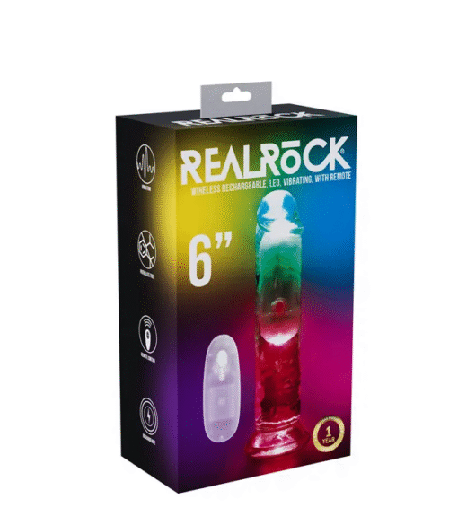 REALROCK 6'' No Balls Wireless Rechargeable LED Vibrating Dong